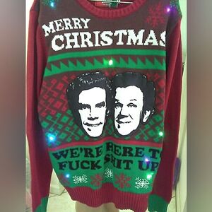 VINTAGE WILL FERREL STEP BROTHERS IGHT UP CHRISTMAS SWEATER SZ. M LIGHTS WORK